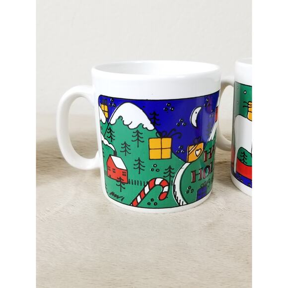 Christmas Coffee Mug Tea Cup Holiday Scene Ceramic FPC Made England Vintage - Picture 3 of 13